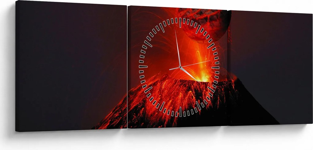 Tablou cu vulcan (cu ceas) (90x30 cm)