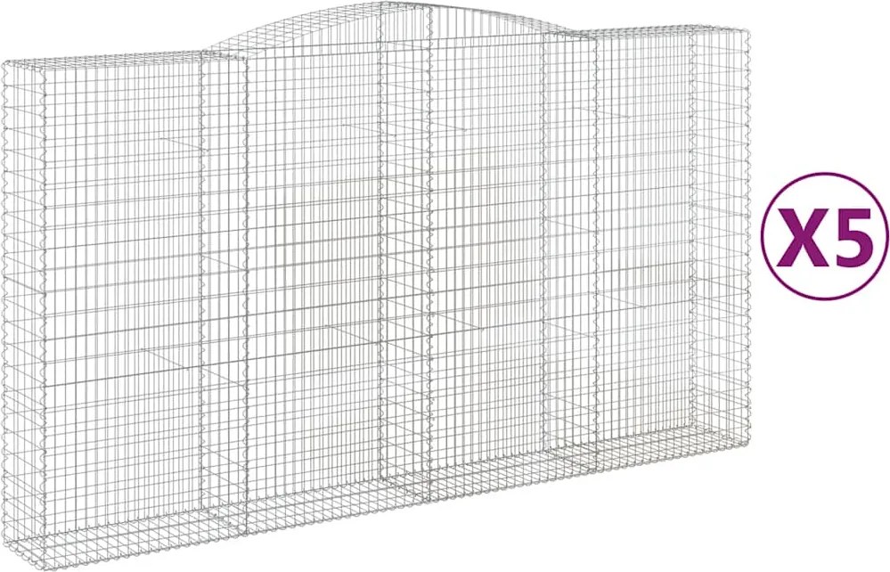 vidaXL Coșuri gabion arcuite, 5 buc, 400x50x220/240cm, fier galvanizat