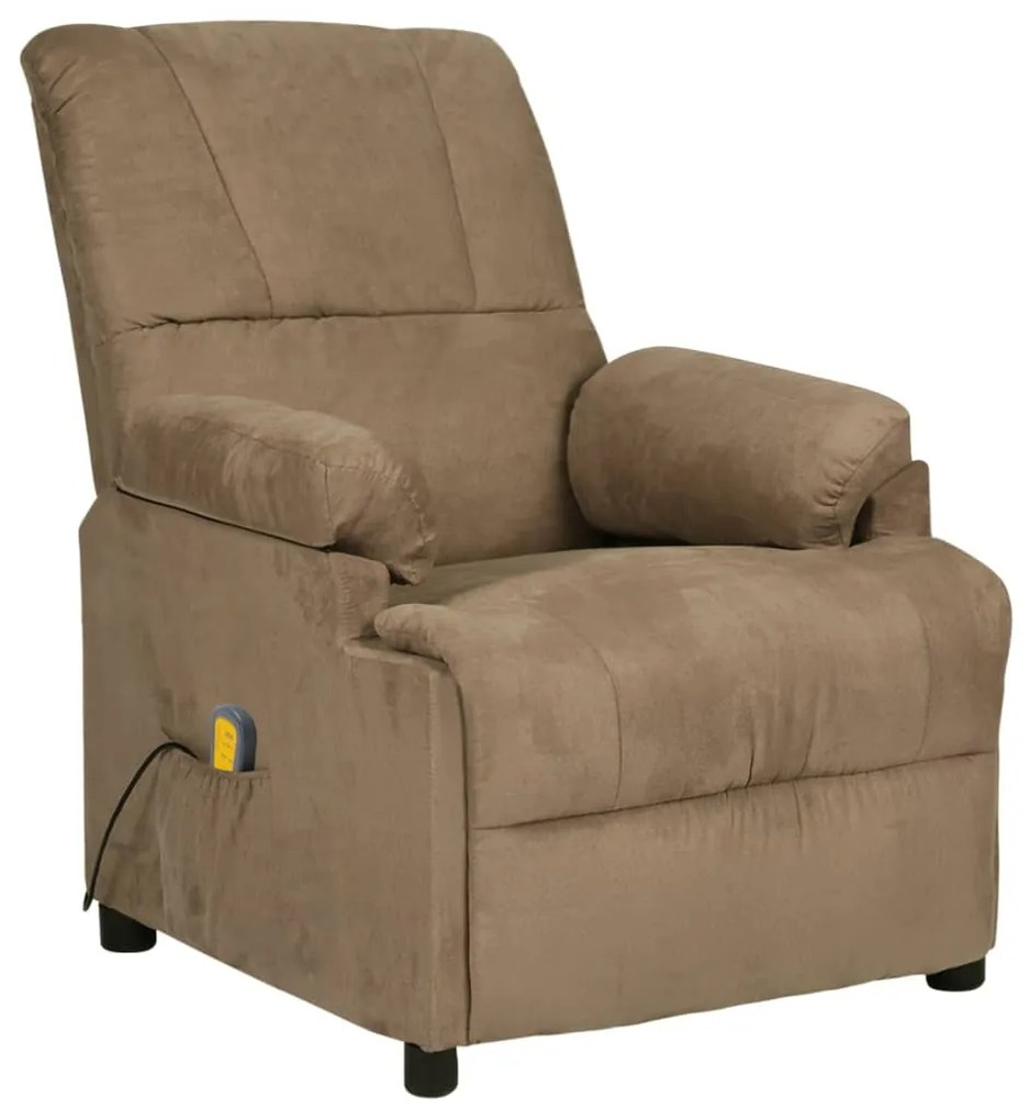 3073837 vidaXL Fotoliu de masaj electric, gri taupe, piele întoarsă ecologică