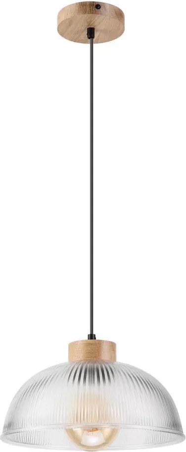 Suspensie pe cablu PIA, 1xE27/60W/230V, Ø 30 cm, finisaj stejar