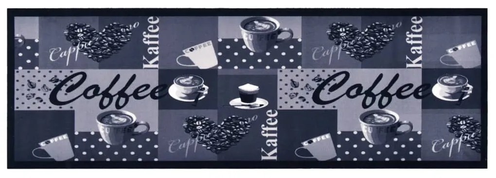 vidaXL Covoraș bucătărie, lavabil, albastru, 45x150 cm, model cafea
