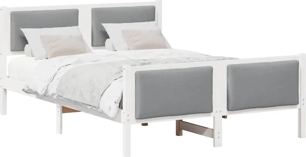 vidaXL Cadru de pat cu headboard Gri deschis 150 x 200 cm țesătură