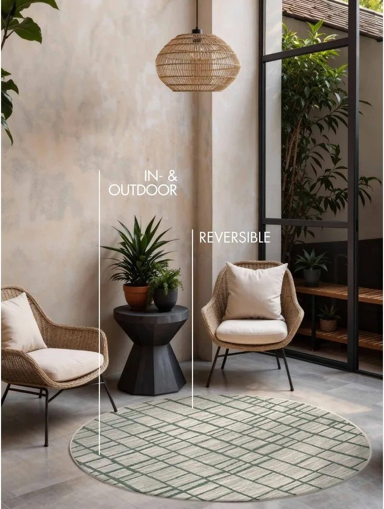 Covor pentru exterior și interior verde/crem rotund ø 160 cm Haringey Crouch – Ted Baker