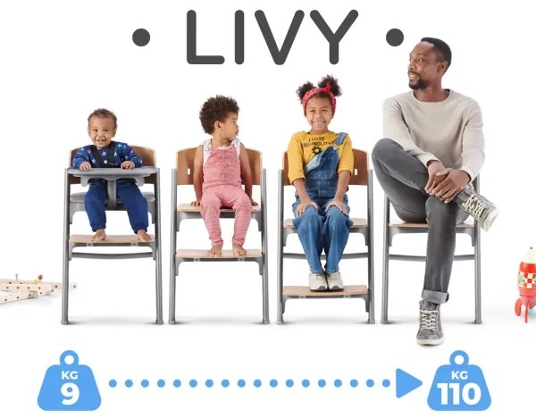 Scaun de masă pentru copii KINDERKRAFT SELECT 3 în 1 LIVY Premium oak