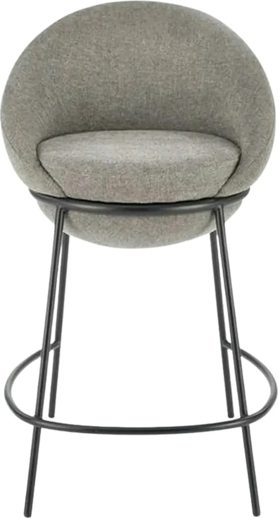 Scaun bar H118, gri/negru, stofa clasica/otel, 53x57x90 cm
