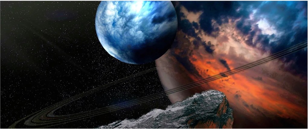 Tablou planetei în cosmos (120x50 cm)
