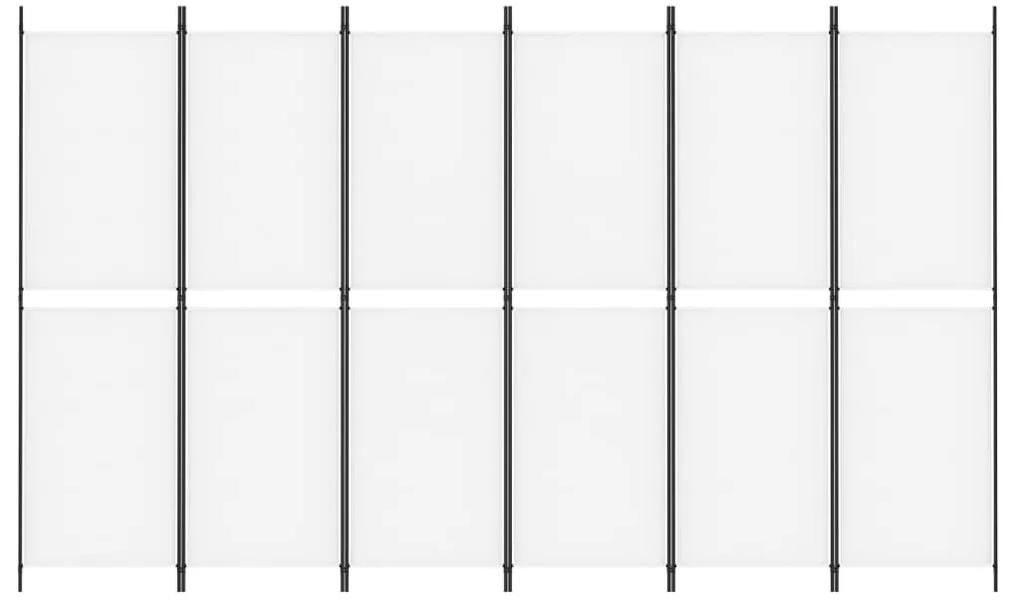 Paravan camera cu 6 panouri, alb, 300 x 180 cm, textil Alb, 300 x 180 cm, 1