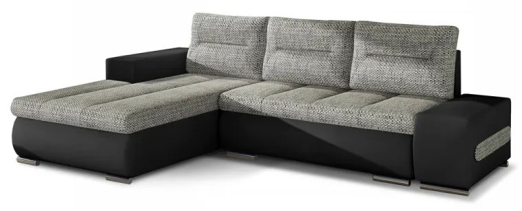 Coltar extensibil cu spatiu pentru depozitare, 275x180x88 cm, Ottavio L01, Eltap (Culoare: Negru pepit / Gri inchis piele)