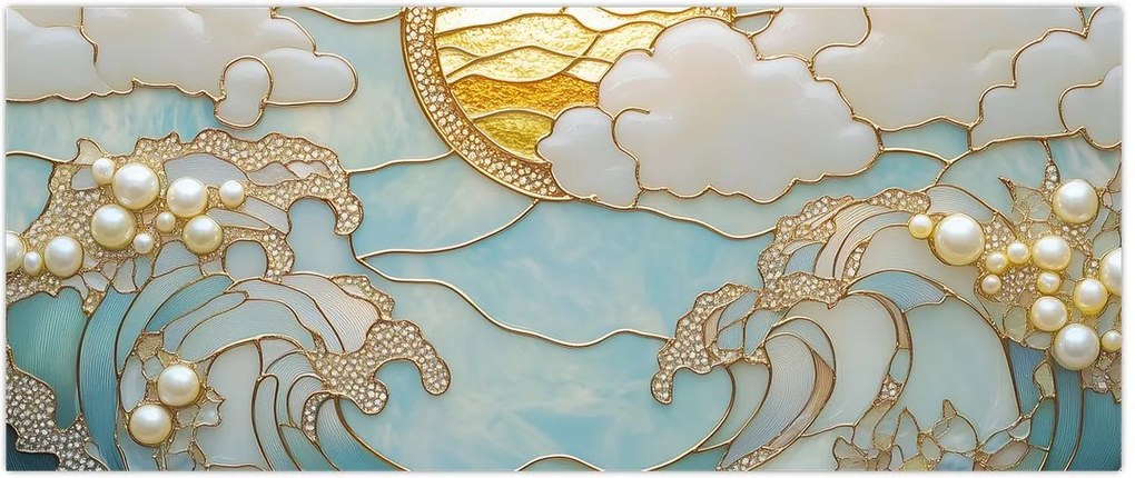 Tablou - Perle 3D în Ocean (120x50 cm)