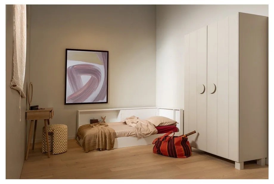 Pat alb din lemn de pin fără somieră 90x200 cm Carter – WOOOD