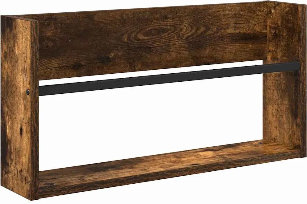 vidaXL Raft pentru reviste cu raft Stejar fumuriu 60 x 12 x 30 cm