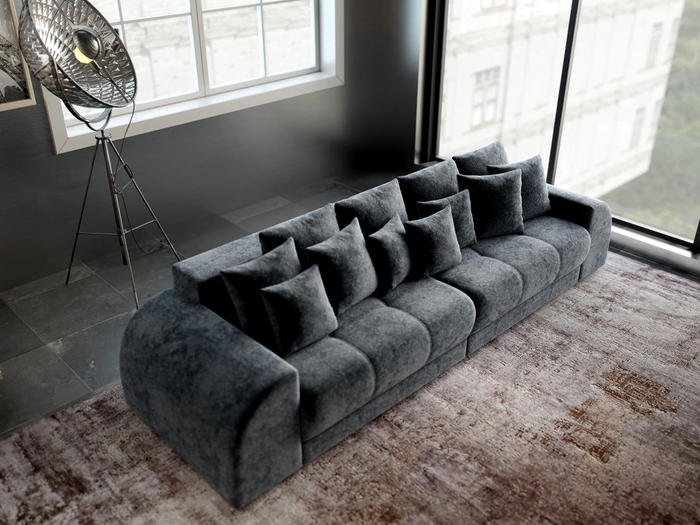 Canapea extensibilă dumonde cu 2 lăzi de depozitare si sezut confortabil din spuma high-density, Verona Euphoria Grafit 310x100 cm