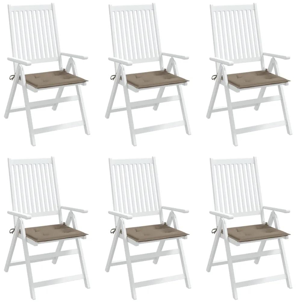 Perne scaun de gradina, 6 buc., gri taupe, 40x40x3 cm, textil 6, Gri taupe, 40 x 40 x 3 cm