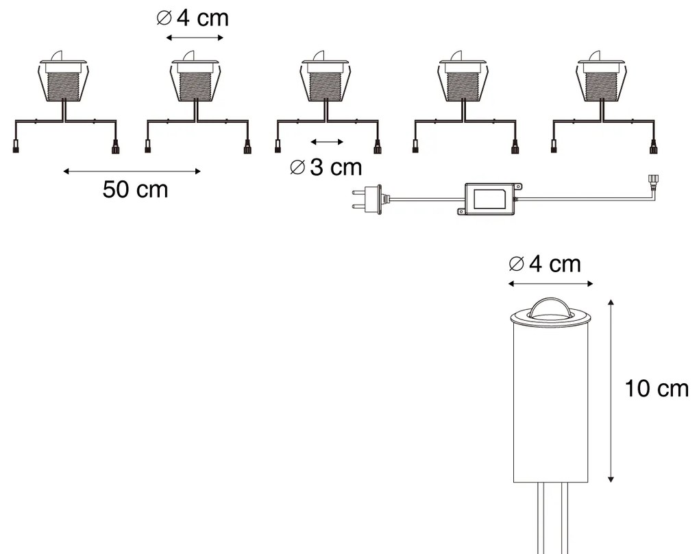 Set de 5 spoturi moderne de sol din aluminiu, inclusiv LED IP67 - Linsey