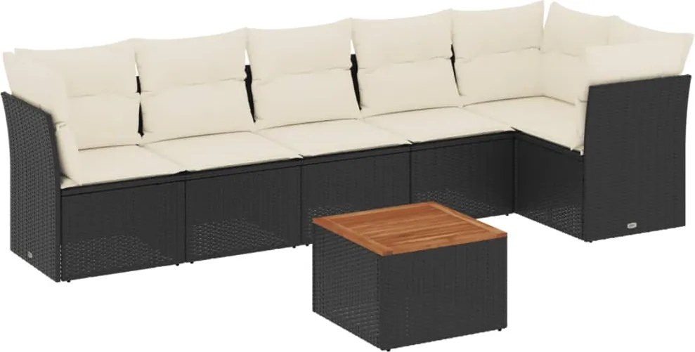 vidaXL Set canapele de grădină cu perne, 7 piese, negru, poliratan