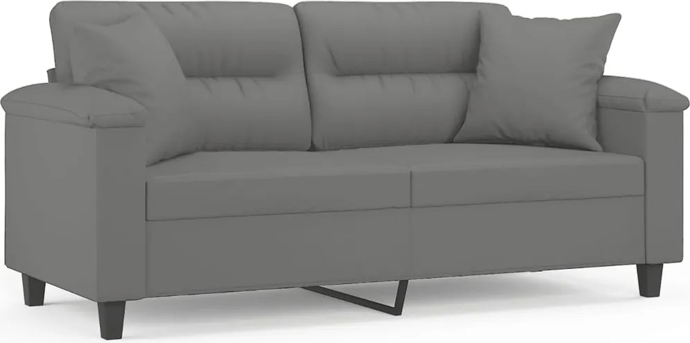 vidaXL Canapea cu 2 locuri, cu perne, gri, 140 cm, microfibră