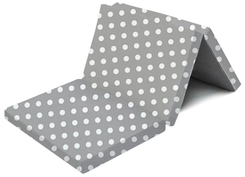Saltea patut pliabila cu husa detasabila 120x60x6 cm Kidizi Polka Dots, include geanta transport