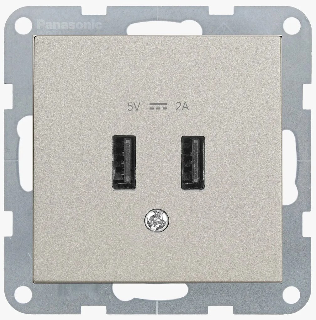 Priza dubla USB A 5V 2A, IP20, Bronz, Panasonic Karre Plus 55