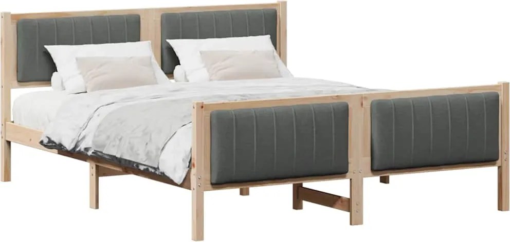 vidaXL Cadru de pat maro și gri închis 160 x 200 cm Lemn masiv de pin