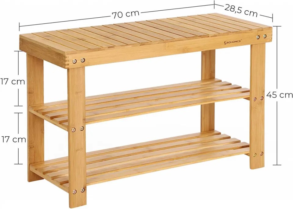 Banca Multifunctionala cu Spatiu Depozitare, Bambus, Natural, Vasagle, LBS04N