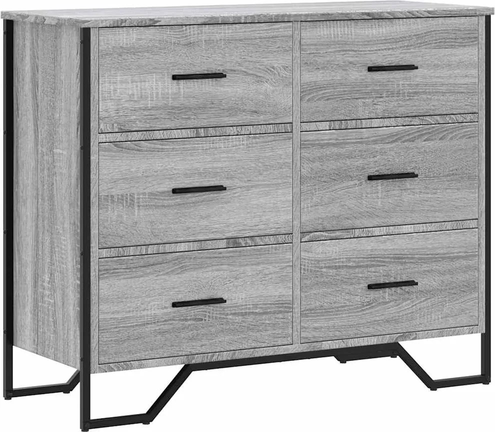 vidaXL Comodă cu sertare, gri sonoma 91x35,5x74,5 cm lemn prelucrat