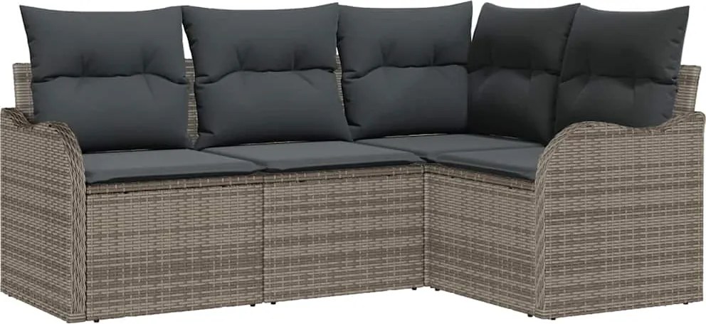 vidaXL Set de canapele pentru grădină 4 pcs Gri poliratan