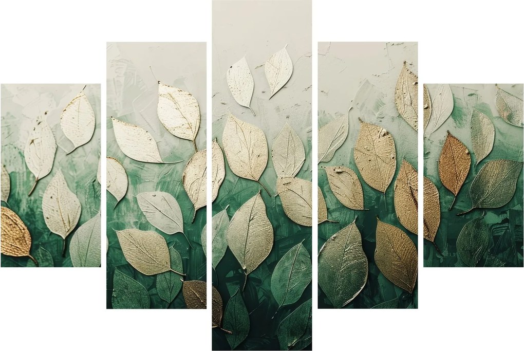 Tablou - Frunze verzi-aurii (150x105 cm)