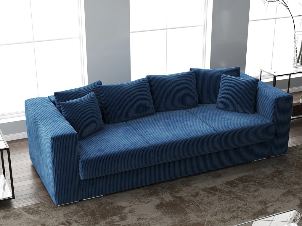 Canapea extensibilă dumonde cu ladă de depozitare si sezut confortabil din spuma high-density, Gloria Zoom Blue 240x100 cm