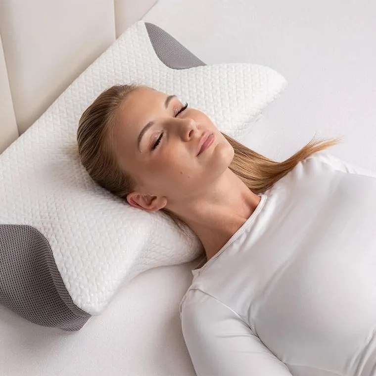 decoDoma Pernă ergonomică din spumă cu memorie alb-gri 60 x 35 cm
