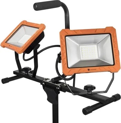 Proiector LED 2 x 30 W cu stativ, 230 V, 4000 K, IP65, portocaliu/negru