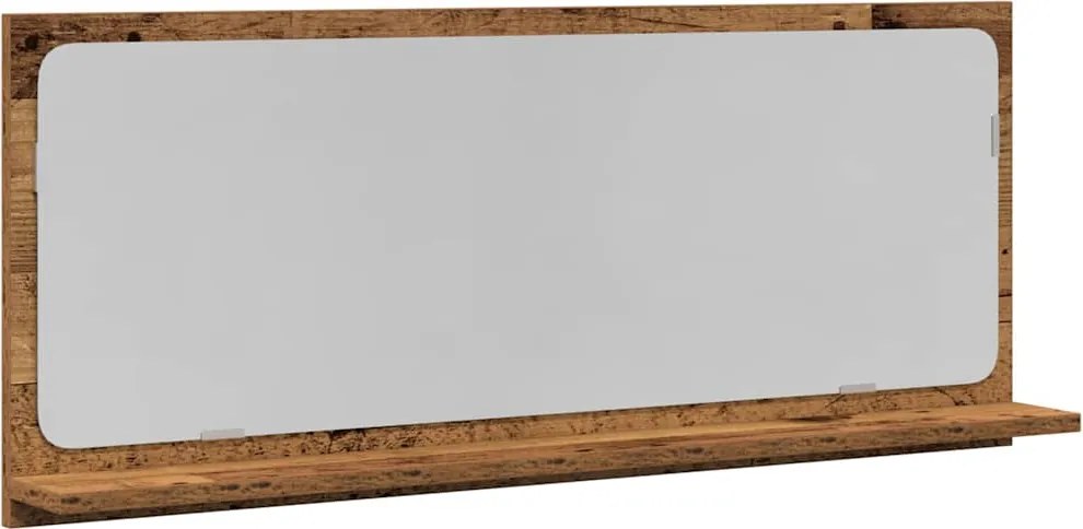 vidaXL Raft cu Oglindă Lemn vechi 90 x 10,5 x 37 cm Lemn compozit