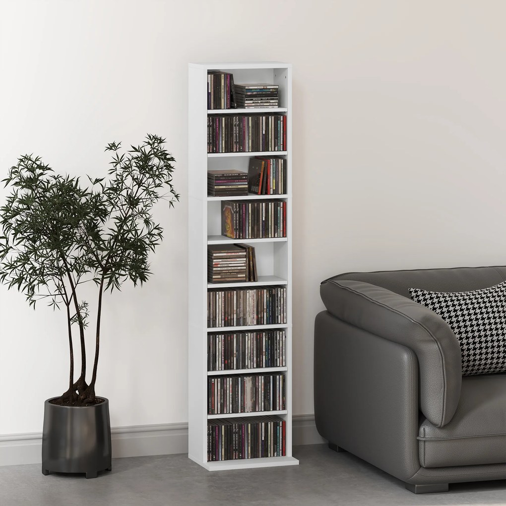 HOMCOM Unitate de Stocare pentru 260 de CD-uri/120 de DVD-uri - Alb | Aosom Romania