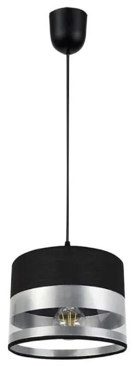 Lustră pe cablu MILO 1xE27/60W/230V argintie/neagră