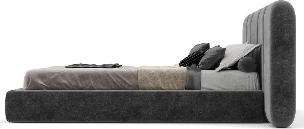 Pat Stone Tapitat cu Saltea 160/180x200cm - 160x200