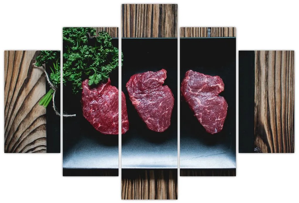 Tablou cu carne pe farfurie (150x105 cm)