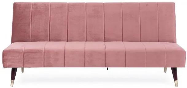 Canapea extensibilă roz pudra din catifea si lemn de Eucalipt cu 3 locuri, 180 cm, Alma Bizzotto