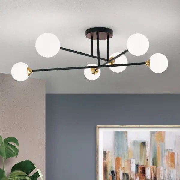 Lustră aplicată Orion DL 7-786/6 SNOWWHITE 6xG9/20W/230V d. 84 cm negru/auriu