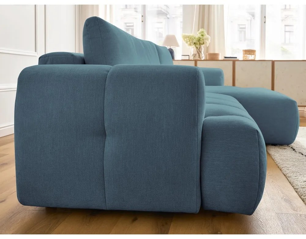 Colțar albastru extensibil/cu spațiu de depozitare (cu colț pe partea dreaptă/cu șezlong) Fuji – Bobochic Paris