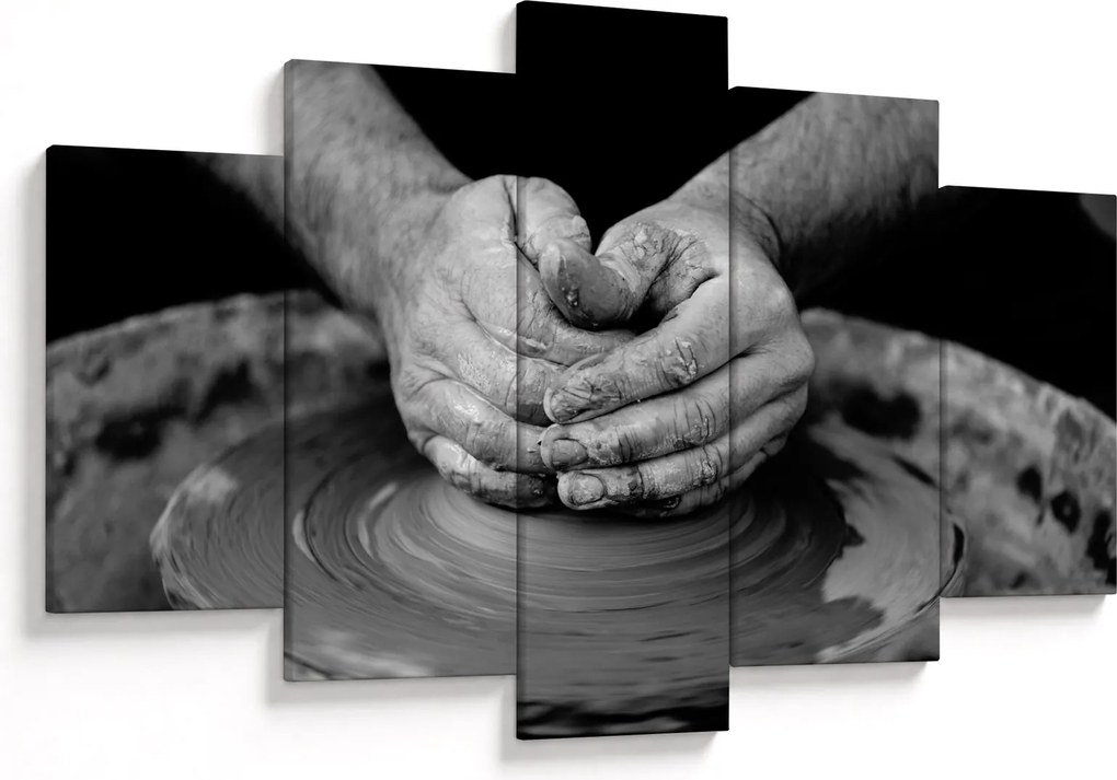 Tablou alb negru - producția de ceramică (150x105 cm)