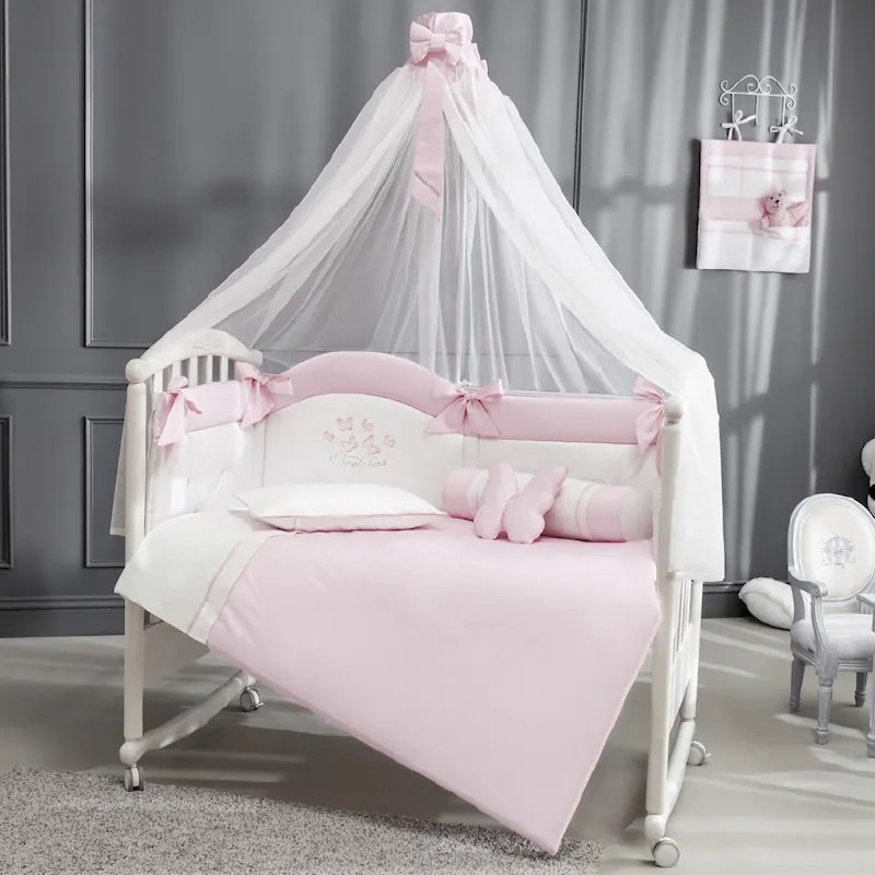 Baldachin Patut Bebelusi Alb Cu Roz BabyTex, Colectia Sofia160 x 400 cm160 x 400 cm 160 x 400 cm MSOBDR