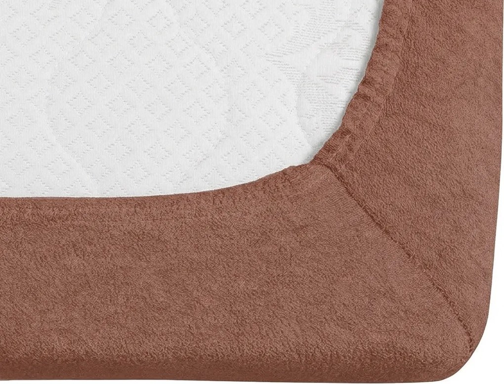 Cearsaf fleecat cu elastic MOLTON maro inchis 90 x 200 cm