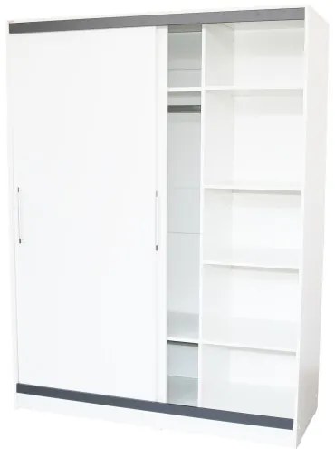Dulap Verona cu usi culisante, 154x205x60 cm, Alb cu Gri