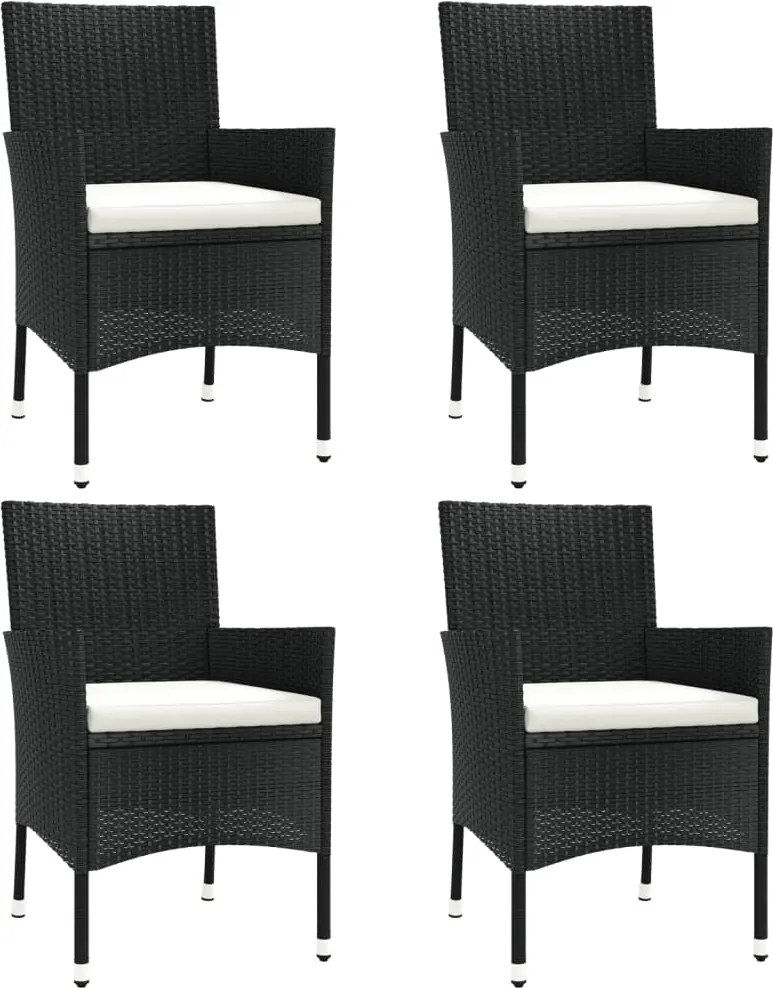 vidaXL Scaune de grădină cu perne, 4 buc., poliratan negru (doar UK/IE/FI/NO)