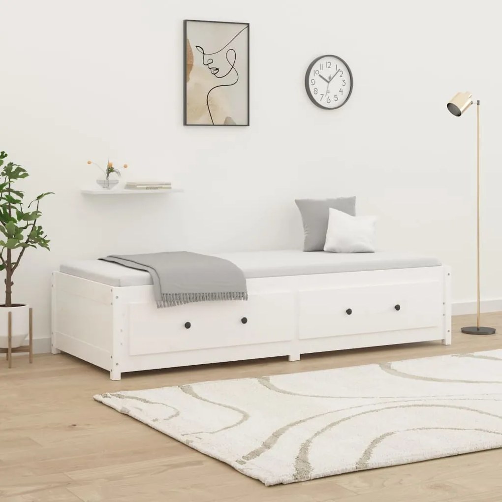 821585 vidaXL Pat de zi, alb, 80x200 cm, lemn masiv de pin