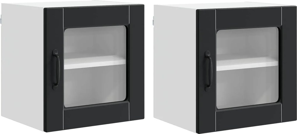 vidaXL Dulap de bucătărie 2 pcs Negru 40 x 31 x 40 cm Lemn compozit