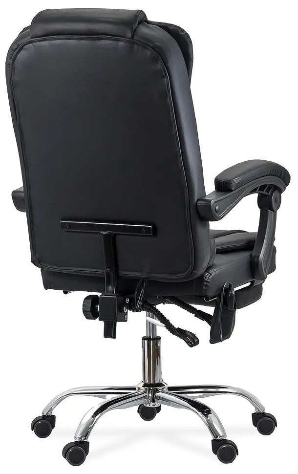 Scaun de birou cu masaj în 7 puncte din piele ecologică cu suport pentru picioare OFF 418M negru