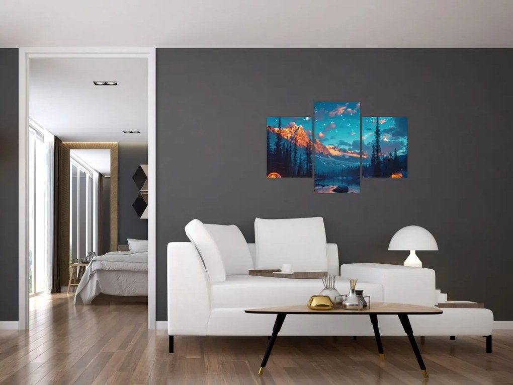 Tablou - Camping în munți (90x60 cm)