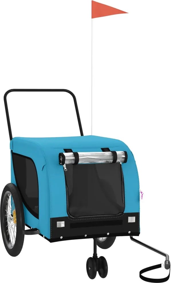 vidaXL Remorcă bicicletă animale companie, albastru/negru, oxford/fier