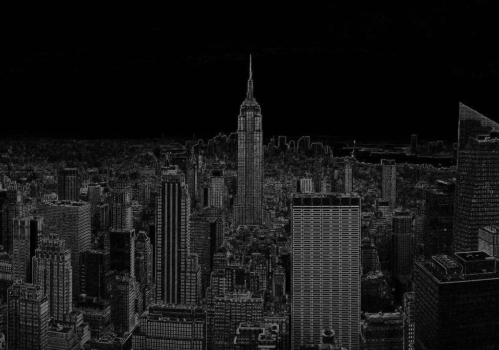 Fototapet - Schița alb neagră a orașului (152,5x104 cm), în 8 de alte dimensiuni noi