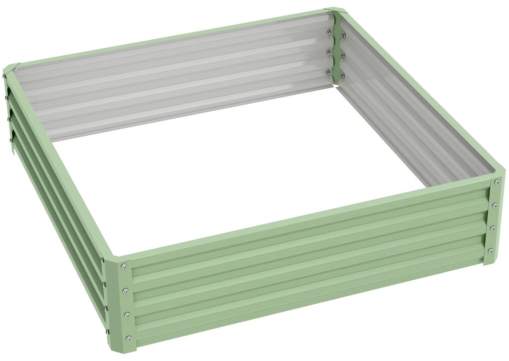Outsunny Pat de grădină, Jardiniere cu structură de oțel, Verde, 120 x 120 x 30 cm | Aosom Romania